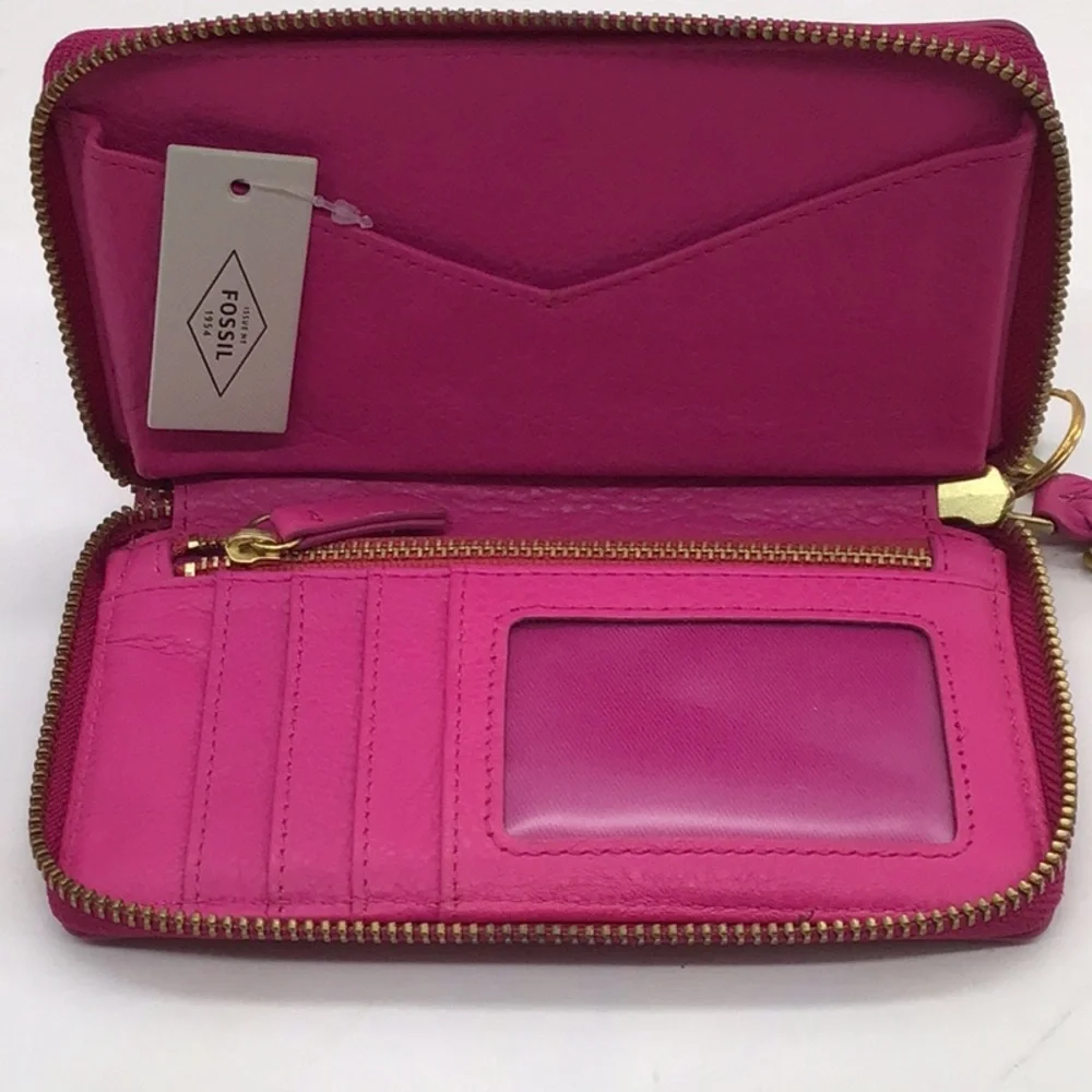 Fossil Emma RFID Hot Pink Leather Wristlet - Picture 7 of 7